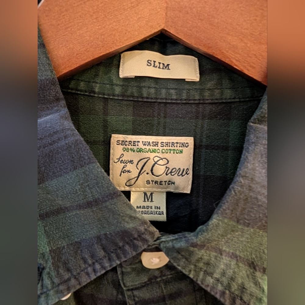 J. Crew Men's Slim Fit Plaid Shirt - Dark Green